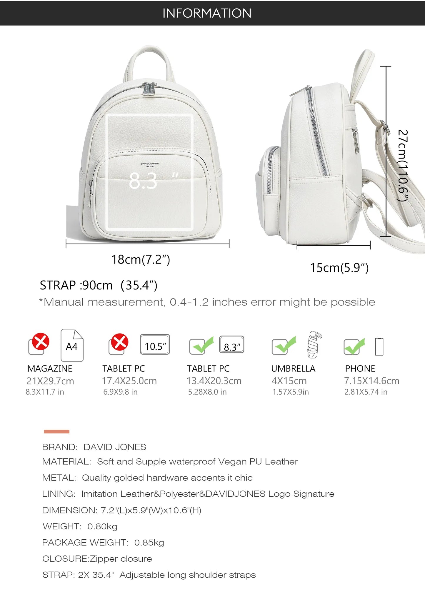David Jones CM6921 backpack